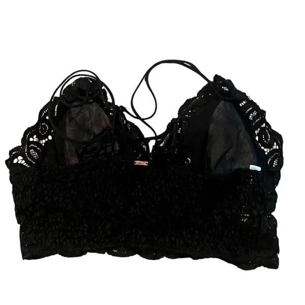 Women's Black Lace Bralette M Adjustable Straps Soft Padded Cups - Image 9