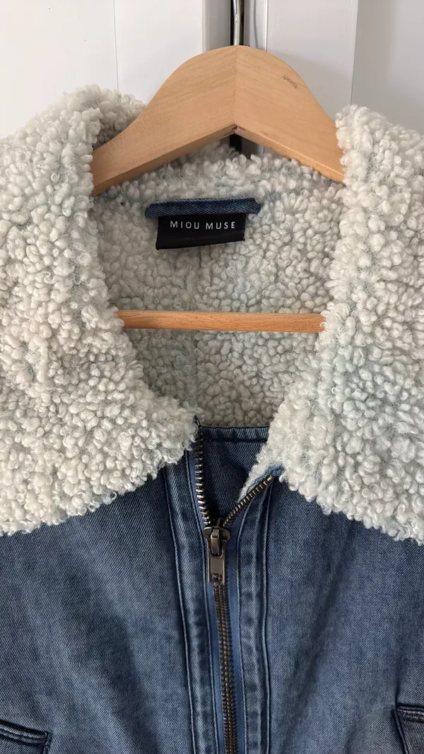 MIOU MUSE Denim + Sherpa Jacket Blue - Image 3