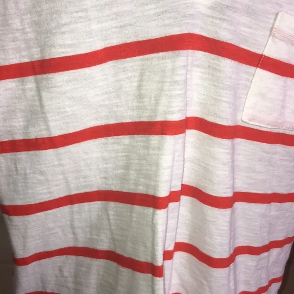 Madewell Whisper Red Striped V Neck Tee crewneck bright ivory/red size s… - Image 4