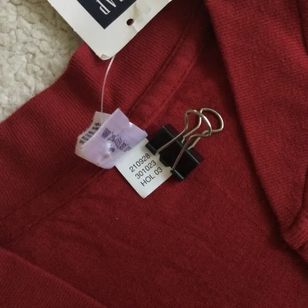 Vintage NWT Y2K Split-Neck Long Sleeve Split Neck Tee Red Cotton - Sz Small - Image 10