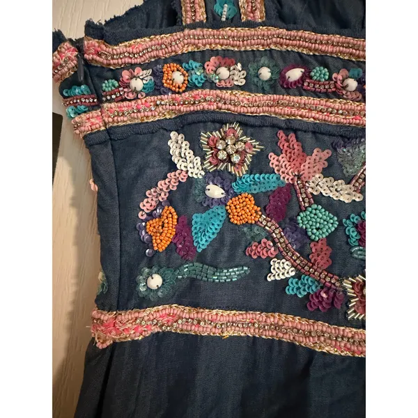 Boston Proper NWT Beaded Embroidered Boho Tencel Maxi Dress 2 - Image 6