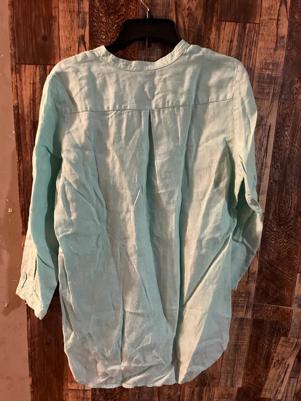 L.L. Bean LINEN Size M Mint Green / turquoise tunic top ( L8) - Image 4
