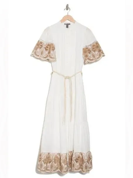 Love by Design Southhampton embroidered button front white cotton maxidress sz S - Image 5