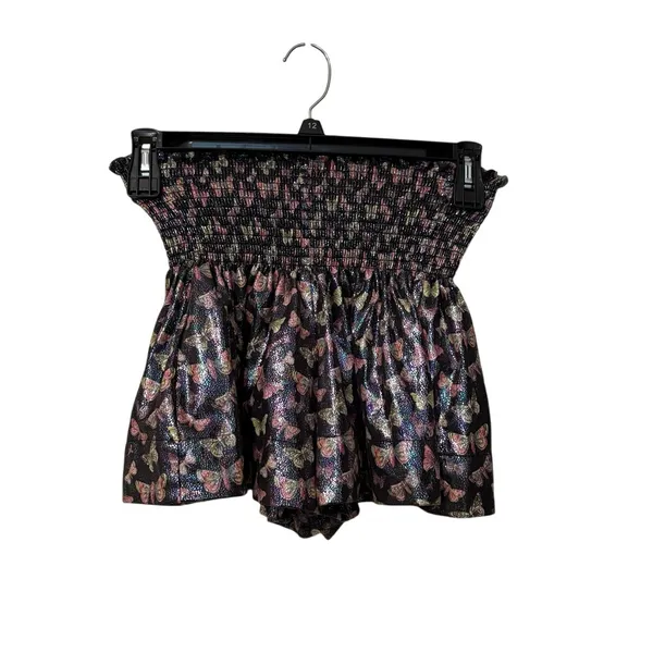 Queen of Sparkles Black Pink Holographic Butterfly Swing Shorts Size XS - Image 2