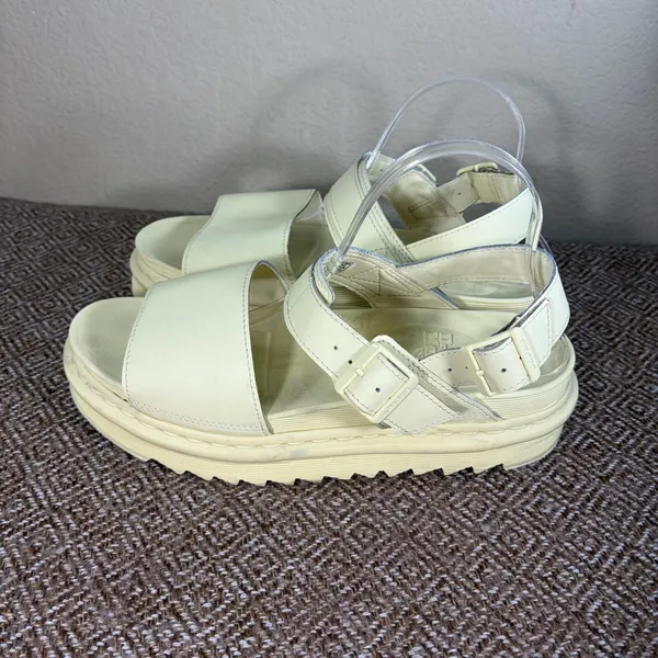 Dr Martens Voss Mono Women's Light Yellow Leather Sandals size US 11L Preppy GUC - Image 3