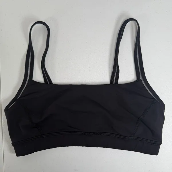 Lululemon Size 6 Straight Up Sports Bra Black Luxtreme Wicking Stretch Yoga Logo - Image 4
