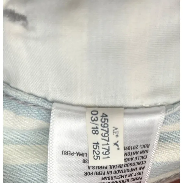 American Eagle Outfitters Tomgirl Jeans Size 6 X Long Blue White Striped Denim - Image 10