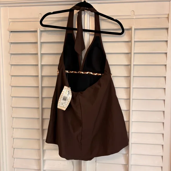 White Stag Brown Braided One Piece‎ Swimsuit Size Large - Image 2