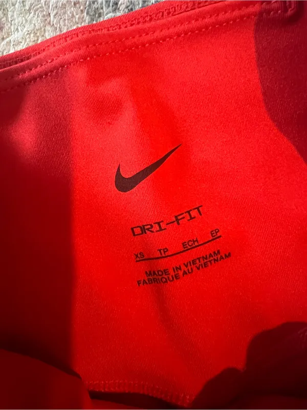 Nike Red Athletic Tights with Black Swoosh - Image 7