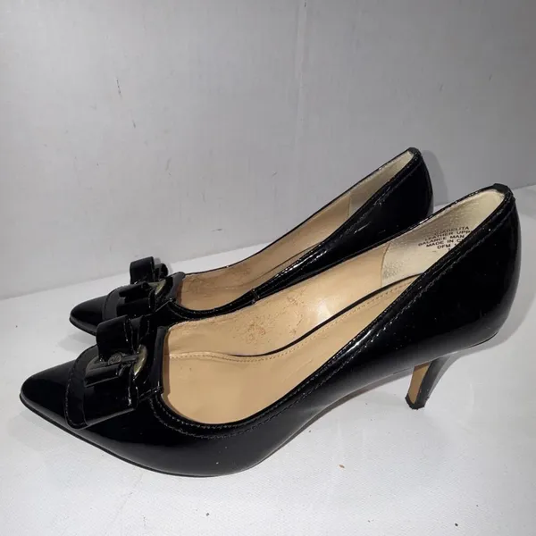 Joan David Black Point Old Money‎ Classy Bow Stiletto Designer Pumps Heels 7M - Image 15