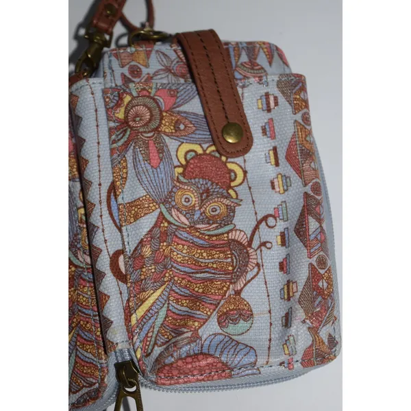 Sakroots Artist Circle Crossbody/Wallet Women Small‎ Blue/Owl Floral Print Boho - Image 6