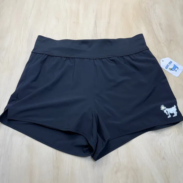 GOAT USA Womens Woven Athletic Gym Running‎ Shorts LARGE Black Lined Zip Pocket - Image 11