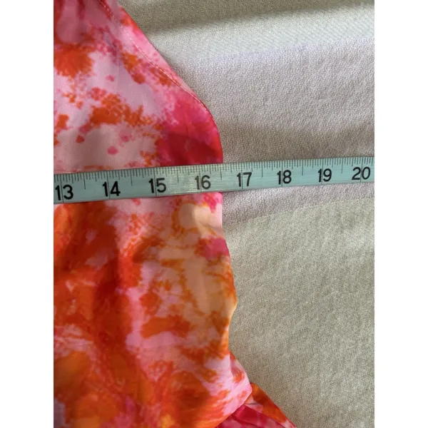 Bright Pink/Orange Floral Maxi Dress Sleeveless Size 1X Elastic Straps & Back - Image 6