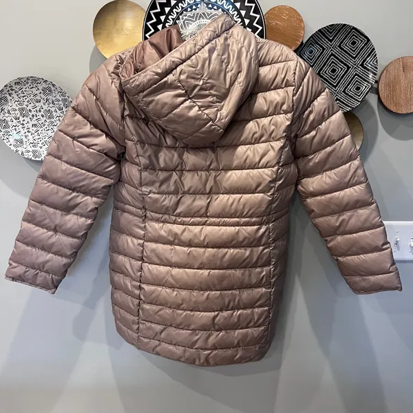 Kenneth‎ Cole New York Womens Taupe Quilted Hooded Puffer Jacket Parka Large L - Image 2