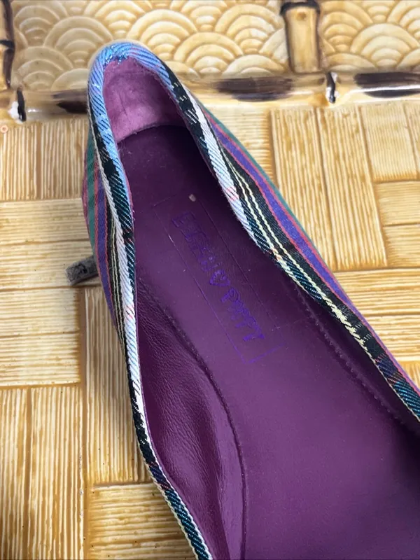 Coach Striped Bow Ballet Flats in Teal, Purple and Blue - Image 7