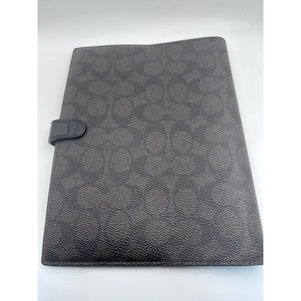 Coach Signature C Notebook Cover Brown Black Canvas Leather Snap 7x9 - Image 2