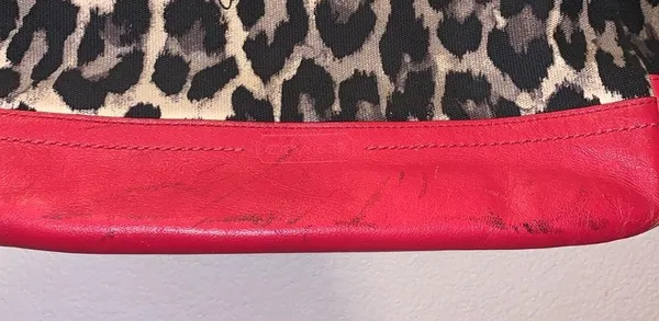 Coach Park Ocelot Leopard Print Canvas Red Leather Trim Shoulder Tote Bag - Image 5