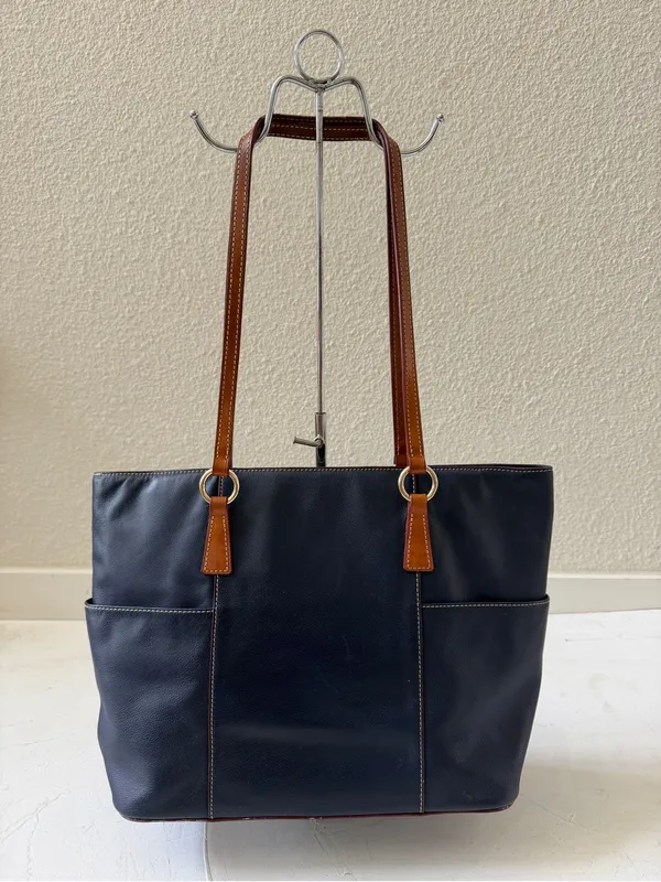 Dooney & Bourke Navy Blue Leather Lexington Shopper Tote Shoulder Bag - Image 2