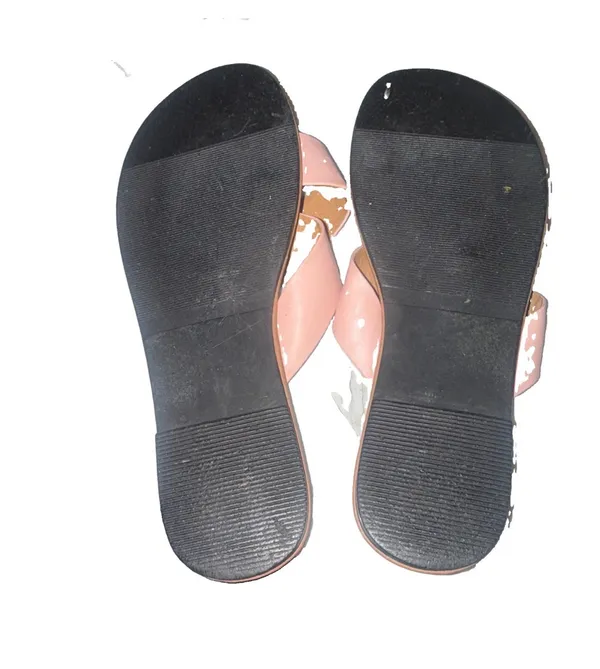 Pink Leather Slide Sandals Cross Strap Slip On Solid Casual Womens US 8.5 - Image 2