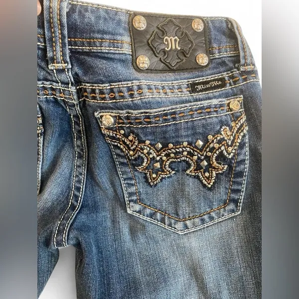 Miss Me JW5307B7 Low Rise Bootcut Jeans Y2K Western Rhinestone Embellished Sz 30 - Image 6