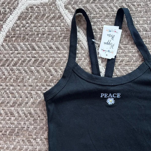 Hippie Rose "Peace" Cropped Tank Sz small - Image 2