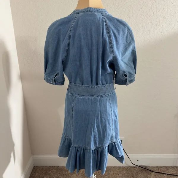 3178 | Veronica Beard Jean Kanika Ruffle Denim Mini Dress Belted Blue Women M - Image 2