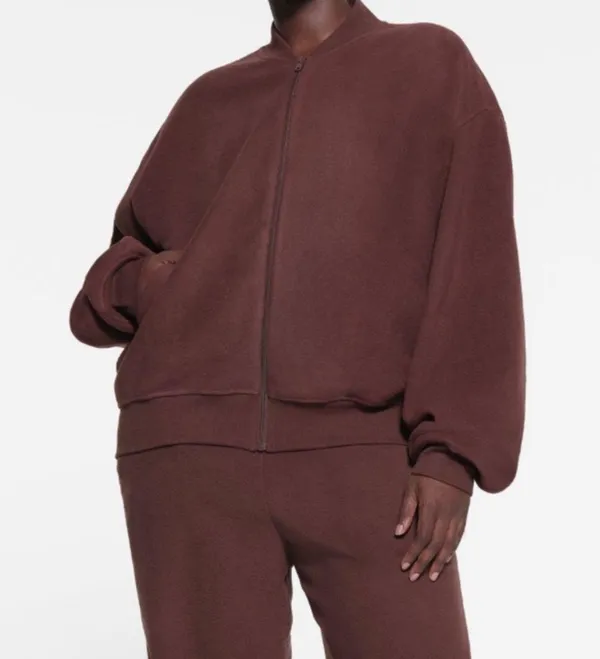 SKIMS FLEECE LOUNGE JACKET 'COCOA' - Image 5