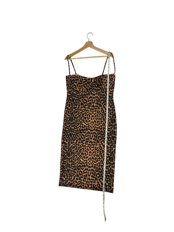 PrettyLittleThing Leopard Print Bodycon Midi Dress Women’s 12 Y2K Animal Print - Image 9