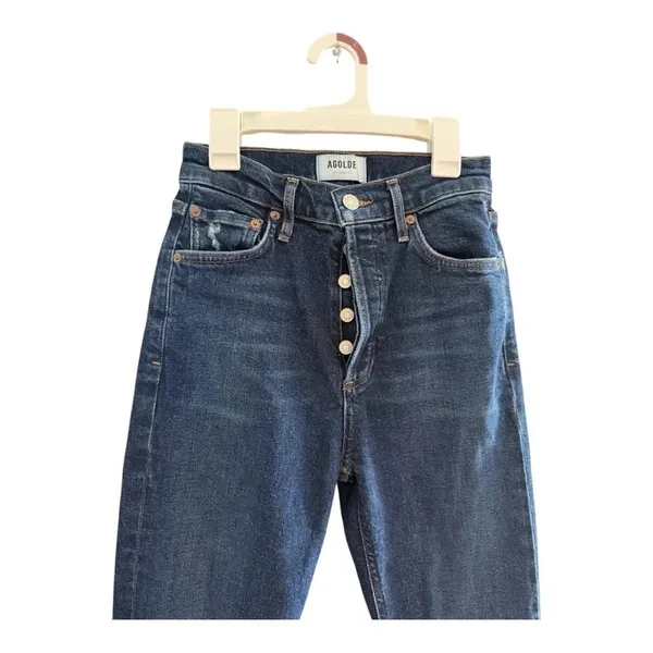 AGOLDE Nico Cabana High Rise Button Fly Dark Wash Skinny Slim Jeans Size 23 - Image 2