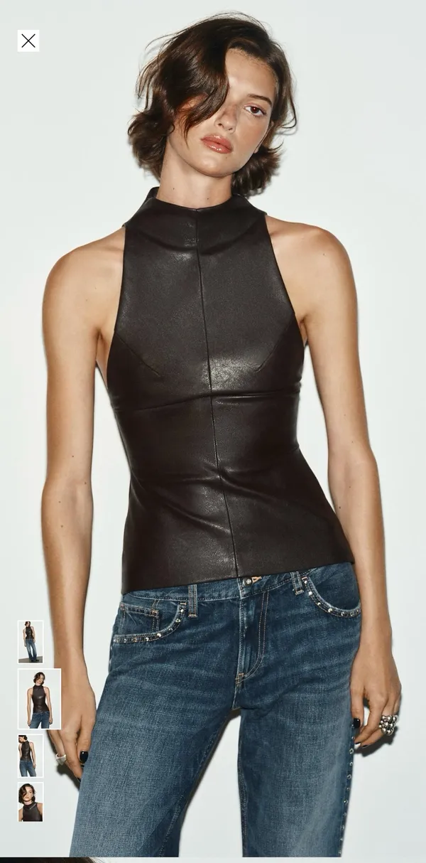 ZARA Top Faux Leather Top - Image 2