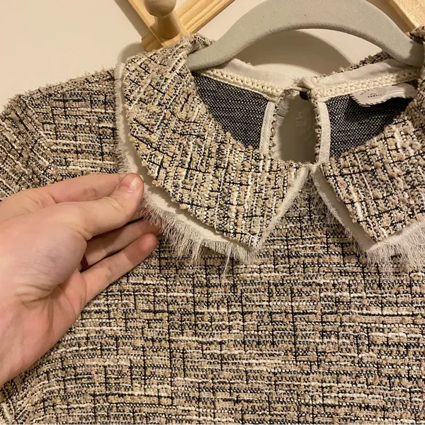 Anthropologie Postage Stamp Tweed Collared Blouse size XS - Image 4