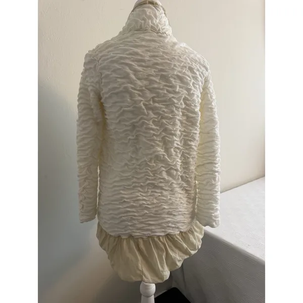 VTG Y2K Pete USA Ruche Ruffled Ivory Cardigan‎ Lagenlook Boho Festival Pirate XL - Image 6