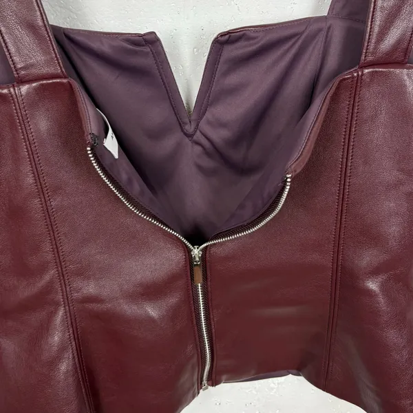 Amanda Uprichard Nia Top Faux Leather Lined Back Zipper Closure V-Wire Small - Image 12
