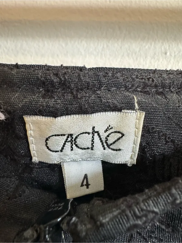 Cache Vintage Tonal Paisley Jacquard Pants Womens 4 Black - Image 3