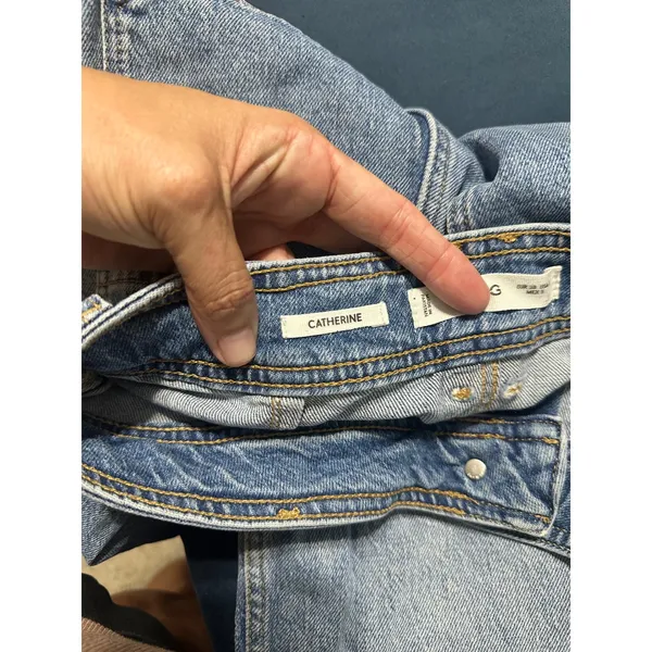 MNG Mango Catherine Culotte High Rise Wide Leg Raw Hem Jeans Blue Size 6 - Image 9