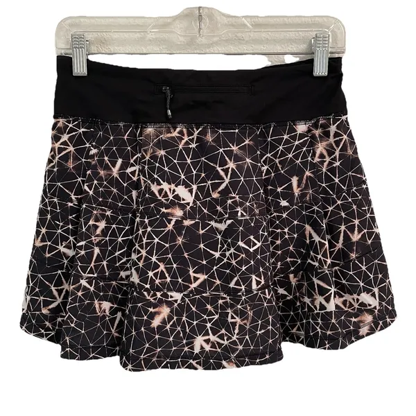 Lululemon Pace‎ Rival Skort Skirt Women's 4 Sugar Crush Black Pattern Tennis Run - Image 3