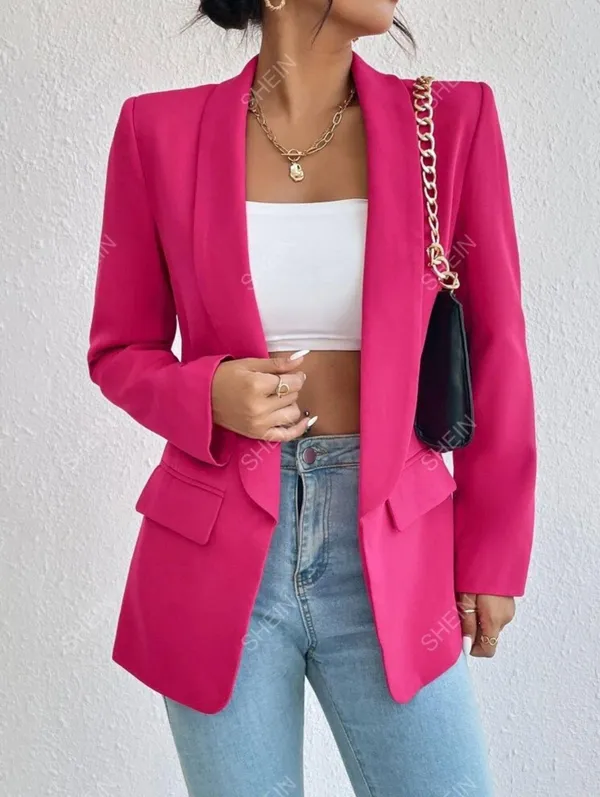 SheIn Privé Solid Shawl Collar Blazer - Image 3