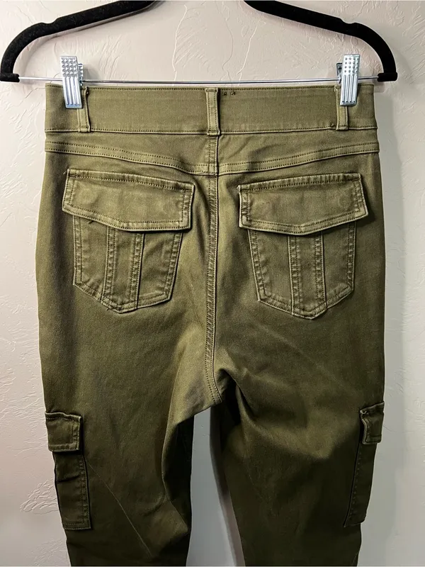 Spanx Stretch Twill Shaping Sage Green Utility Cargo Ankle Pants - Image 7