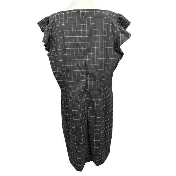 LOFT NWT Black Windowpane Plaid Flutter Sleeve Shift Mini‎ Dress 16 Plus $89 - Image 5