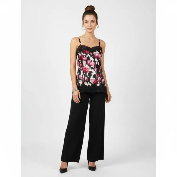 White House | Black Market Silk Blend Floral Print Lace Trim Sleeveless Camisole Tank Top XXS - Image 6