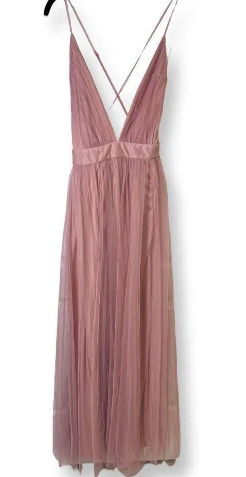 Windsor Elisabeth Pleated Tulle Long Flowy Maxi Dresss in Mauve Size Small - Image 2