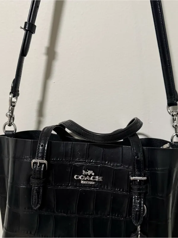 COACH Black Croc Embossed Mollie Tote Bag 25 - Image 10