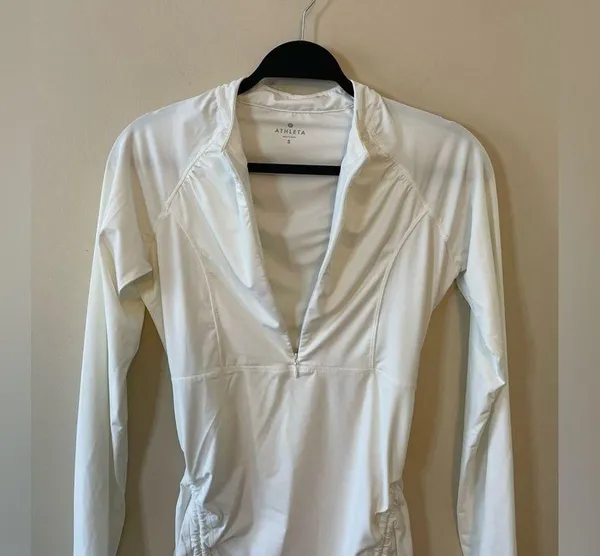 ATHLETA Tidal Ruched Long Sleeve Rash Guard Swim Cover Up Tunic Dress Size S - Image 7