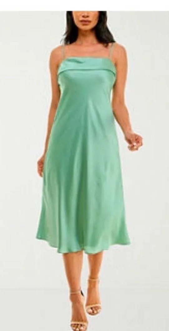 Premier Amour Satin Sleeveless Midi Sheath Dress - Image 2