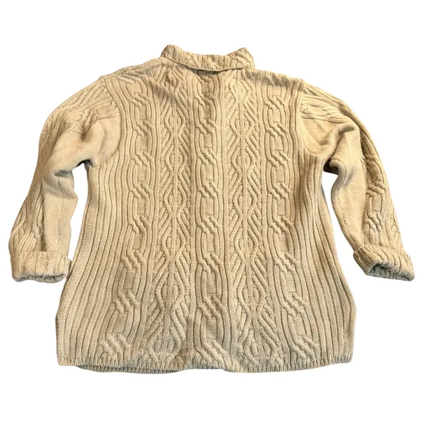 Croft Barrow Wool Blend Cardigan Women XL Cable Knit Beige Button Front Vintage - Image 6