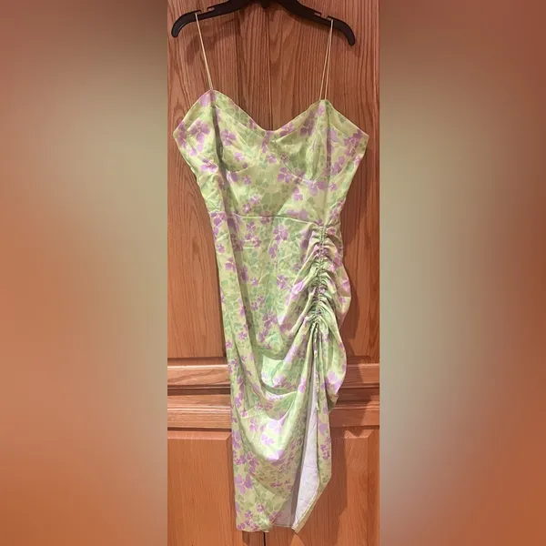ASOS Stretched Satin‎ Cami Midi Bodycon Dress with Ruched Side Detail Size 12 - Image 5