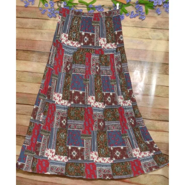 Vintage 12 Current M USA Made Broomstick Skirt Patchwork Floral Boho Modest - Image 2