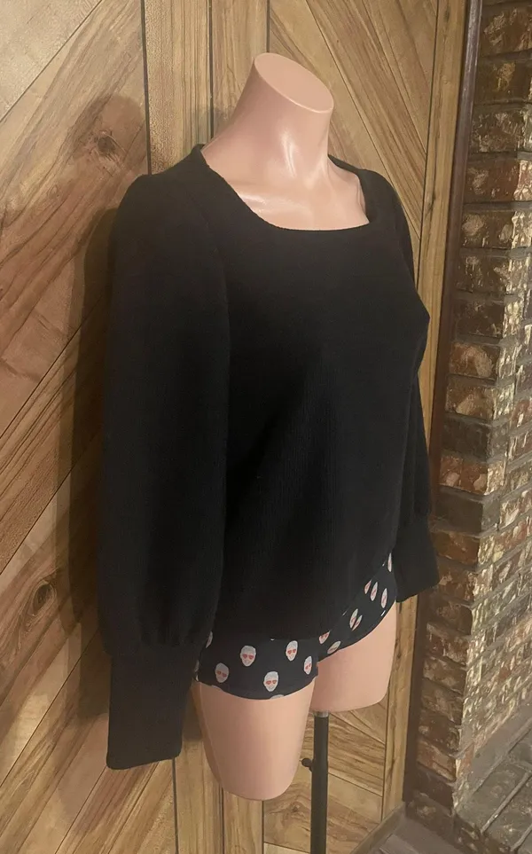 Madewell Black Ottoman Rib Squareneck Top - Image 3