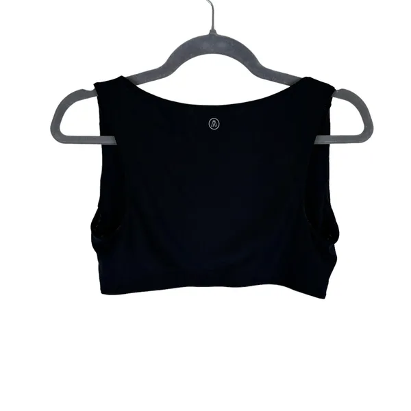 Amari Black Wide Strap High Back Full Coverage Unpadded‎ Sports Bra Minimal L - Image 2