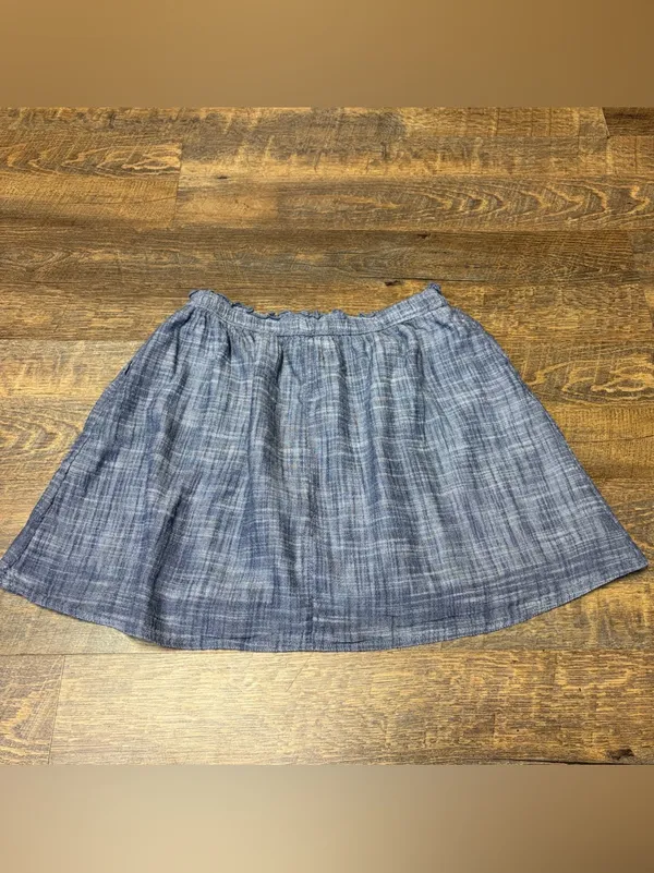 Abercrombie & Fitch Mini Skirt Blue Chambray Womens Medium Lined Elastic Waist - Image 7